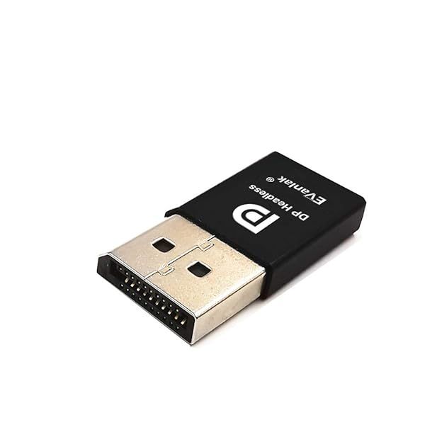 EVanlak DisplayPort Headless Ghost Emulator: 4K DP Dummy Plug for PC (Supports 1080@60Hz & 3840x2160@17Hz)