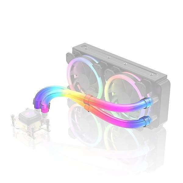 EZDIY-FAB ARGB LED AIO Tube Sleeve - 12mm Soft Rubber for Water Cooling, Compatible with Aura & RGB Sync - 2 Pack, 330mm