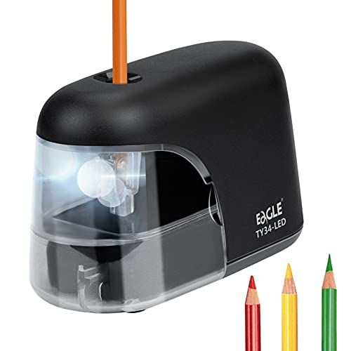 Portable Eagle Electric Pencil Sharpener: Battery-Powered, LED Light, Replaceable Blade - Perfect for Kids & School Supplies