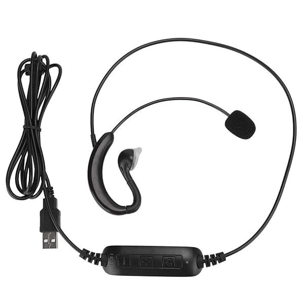 USB Ear Hook Headset with Mute & Volume Control for Desktop & Laptop - Perfect Computer Earpiece