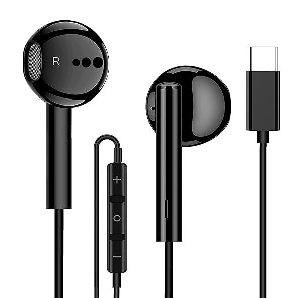 Hi-Fi USB-C Earphones: Noise Cancelling In-Ear Headphones for Samsung, Google Pixel, OnePlus - Bass & Mic Control
