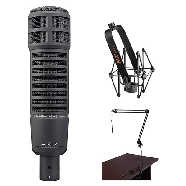 Electro-Voice RE20 Broadcast Microphone Bundle: Shockmount, Arm & XLR - Perfect for Announcers!