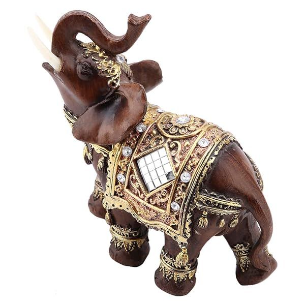 Good Luck Elephant Figurine: Trunk Raised Resin Statue for Wealth & Feng Shui Home Decor Gift