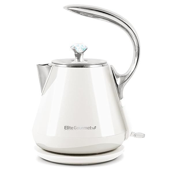 Elite Gourmet EKT-1203W Electric Kettle: 1350W Double Wall Insulated, BPA-Free, Auto Shut-Off for Safe Brewing