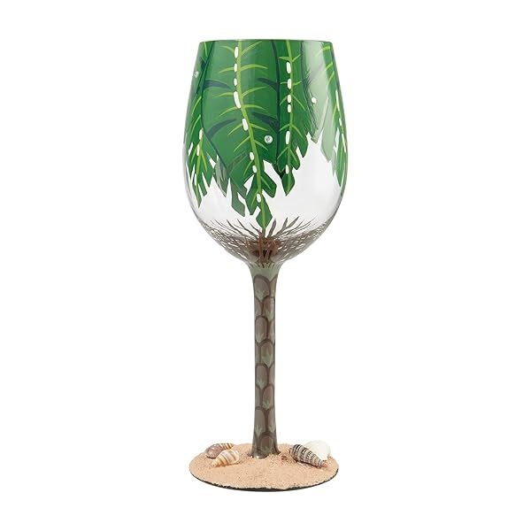 Enesco Lolita Palm Tree Artisan Wine Glass - Colorful 1 Count Design for Unique Home Decor