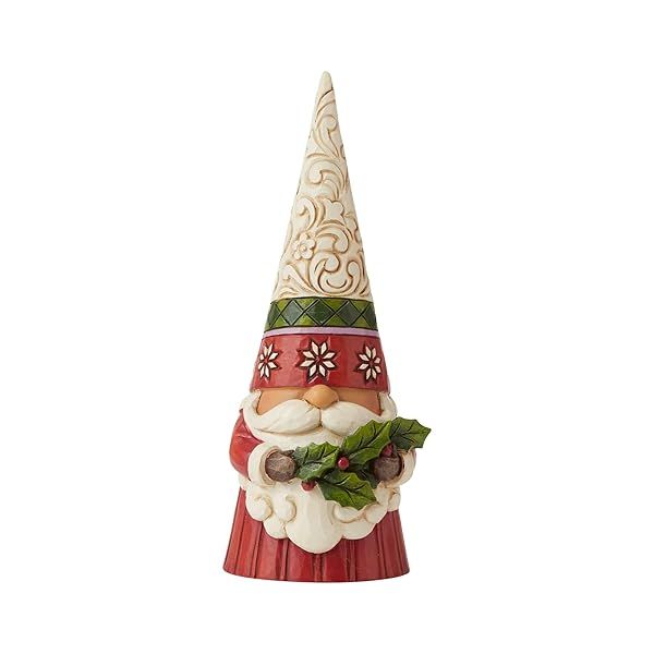 Enesco Jim Shore Christmas Gnome Figurine - 6.3 Inch Multicolor with Holly Sprig | Heartwood Creek Collectible