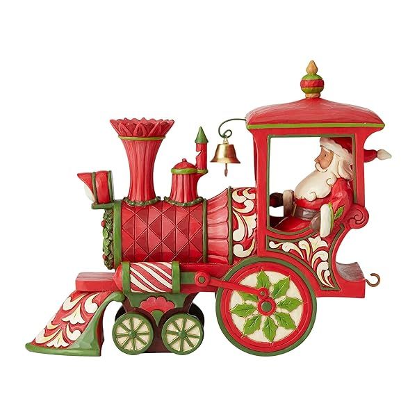 Enesco Jim Shore Santa Christmas Train Engine Figurine - 6-Inch Red Collectible