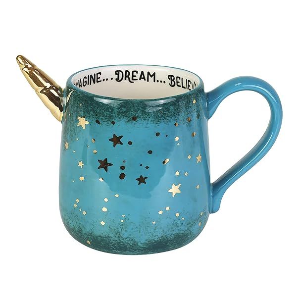 Enesco Our Name is Mud Unicorn Dream Coffee Mug - Gold Stars Sculpted Design, Multicolor, Perfect Gift!