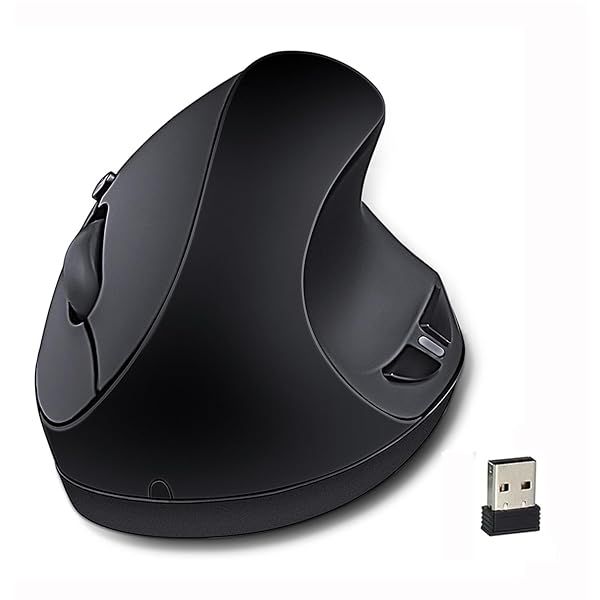 Ergonomic Wireless Vertical Mouse for Small Hands - 2.4GHz Optical, Adjustable DPI, Sleek Black Design