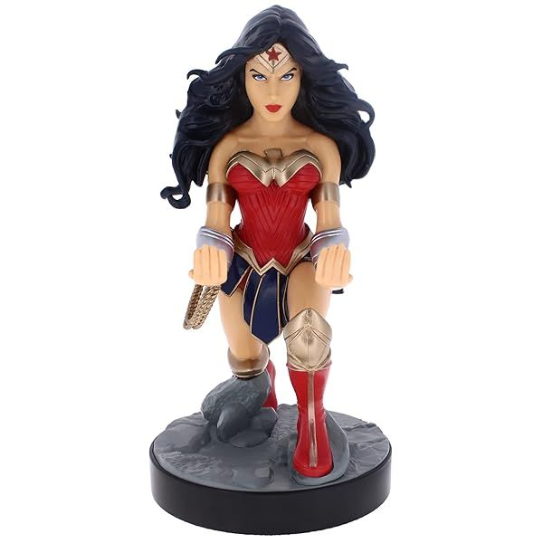 Exquisite Gaming Wonder Woman Controller Holder: DC Comics Mobile Stand & Cable Guy Figure