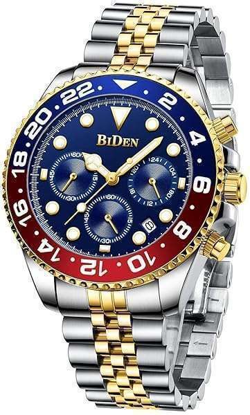 FANMIS Men's Luxury Luminous Chronograph Watch - Waterproof Stainless Steel Analog Quartz in Blue