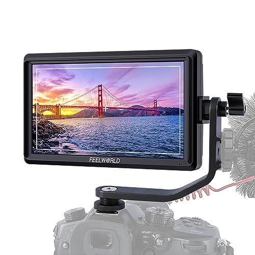 FEELWORLD FW568 V3: 6-Inch 4K HDMI Camera Monitor with Sunshade & Tilt Arm for DSLR - Ultra Bright 1920x1080 IPS Display
