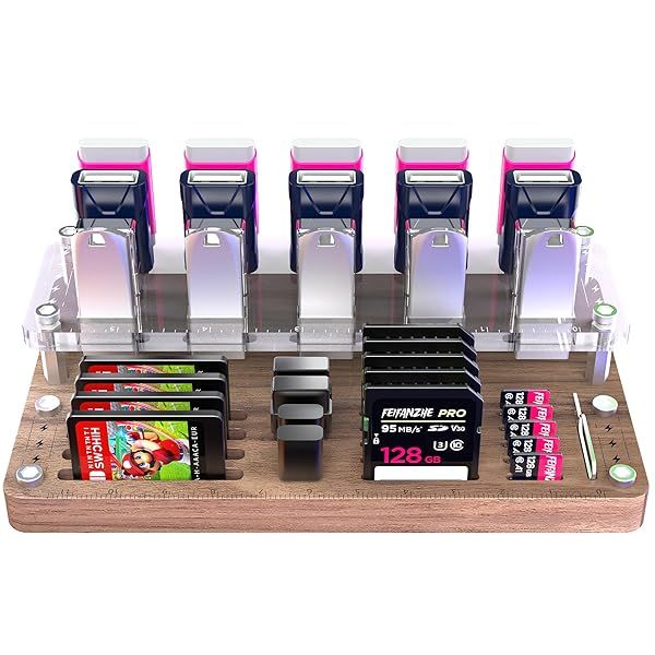 FEIFANZHE 40-Slot Wooden Memory Card Case for TF/CF/Nintendo Switch & USB/SD Cards - Durable Storage & Protection