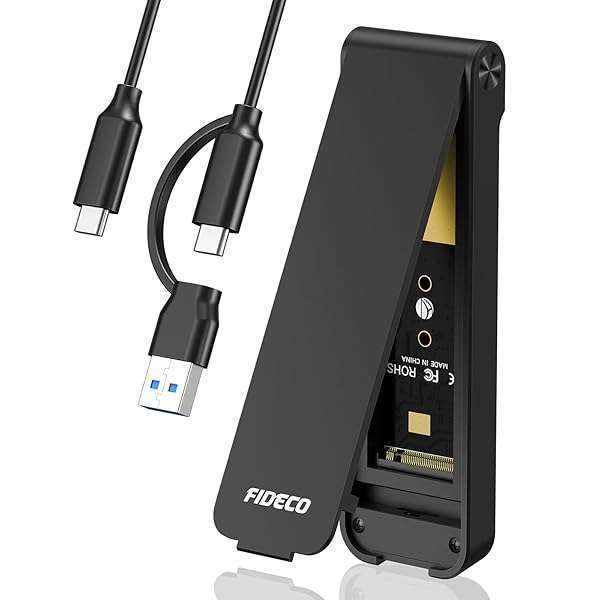 FIDECO M.2 NVMe SSD Enclosure, USB 3.2 Gen 2 to M.2 NVMe Enclosure, PCIe NVMe Adapter for M & M+B Key, Sandwich Style Design, Tool-Free Installation, Support UASP and TRIM