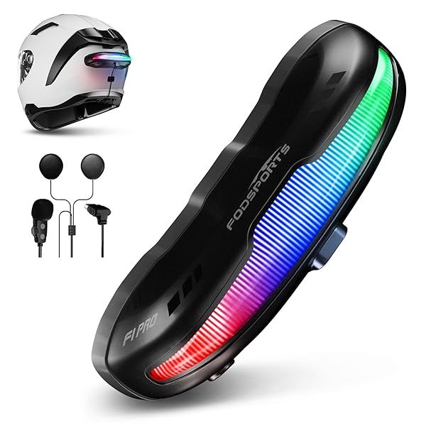 FODSPORTS F1 PRO Motorcycle Bluetooth Headset: Waterproof Intercom, EQ Sound, Safety Light & 9 Modes for 2 Riders