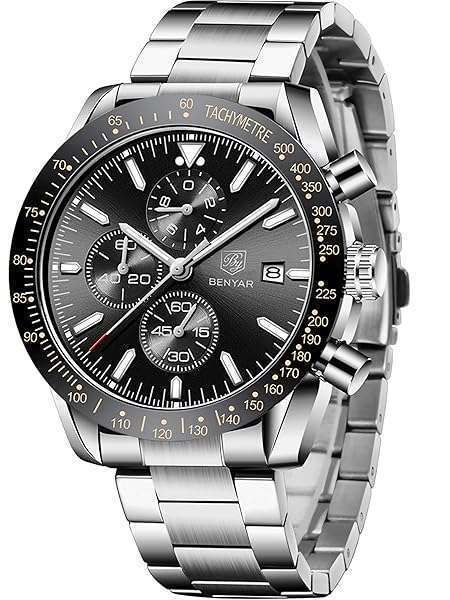 Men's Waterproof Quartz Chronograph Watch - Stylish Business & Sport Design in Black, Blue & Rose Gold