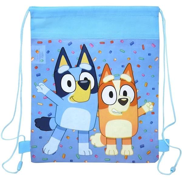 Fast Forward Bluey & Bingo Drawstring Sling Bag - Durable Non-Woven Design for Kids