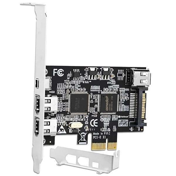 FebSmart 4-Port PCIe Firewire 400 Expansion Card - Fast 400Mbps, Plug & Play for Windows/MAC, TI TSB43AB23