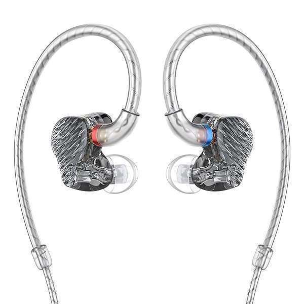 FiiO FA7 Best Over The Ear Headphones/Earphones Detachable Cable Design HiFi Quad Balanced Armature Driver in-Ear Monitors for iOS and Android Computer PC Tablet(Smoke Geometric with Silver Panel)