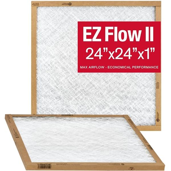 Flanders EZ-Flow II 24x24x1 MERV 1 Air Filters - High-Airflow HVAC & AC Replacement (Pack of 2)