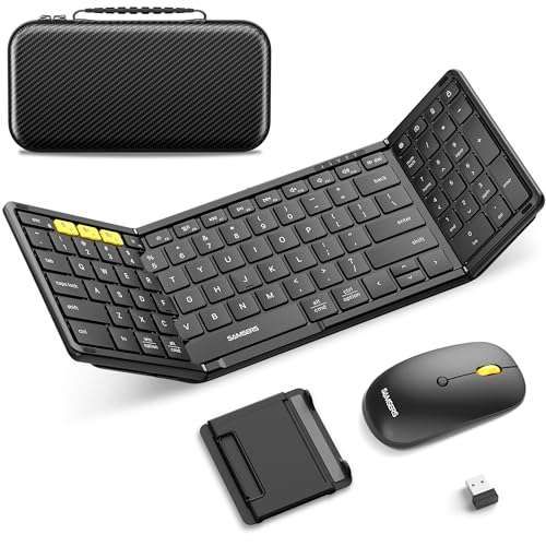 Foldable Bluetooth Keyboard & Mouse Combo - Samsers Portable Travel Set for iOS, Android, Windows & Mac
