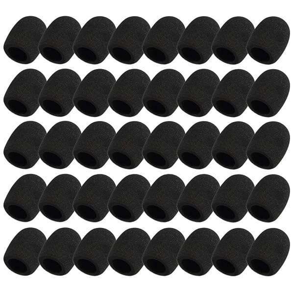 Foraineam 40 Pack Foam Mic Covers - Black Handheld Microphone Windscreen & Sponge Shields