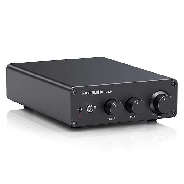 Fosi Audio TB10D 600W Class D Mini Amplifier for Passive Speakers & Bass Shakers - Home Audio Receiver with Bass & Treble Control