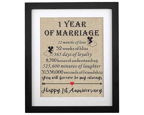 Unique 1st Anniversary Burlap Print Gifts for Couples | Perfect Keepsake for Paper Anniversary