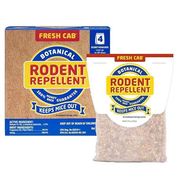 Fresh Cab Botanical Rodent Repellent - 5 EPA Registered Scent Pouches to Keep Mice Away