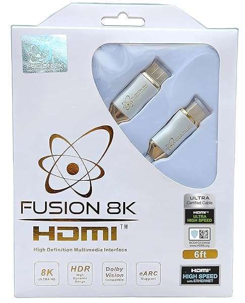 Fusion8K HDMI 2.1 Cable: 10K/8K @60Hz, 4K @120Hz, Dolby Vision - 6ft for PS5, Xbox Series X, TVs & BluRay
