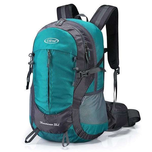 G4Free 35L Hiking Backpack - Lightweight, Water-Resistant Daypack with Rain Cover for Men & Women (Peacock Green)