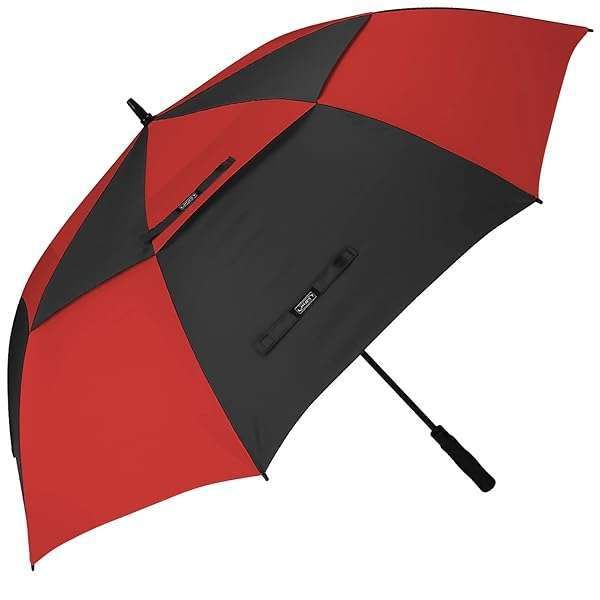 Buy G4Free 62-Inch Golf Umbrella - Extra Large, Windproof, Waterproof, Double Canopy (Black/Red) for Ultimate Protection