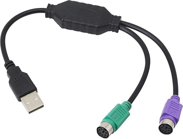 LEIHONG PS/2 to USB Cable Adapter - Convert PS/2 Keyboard & Mouse to USB (Black)