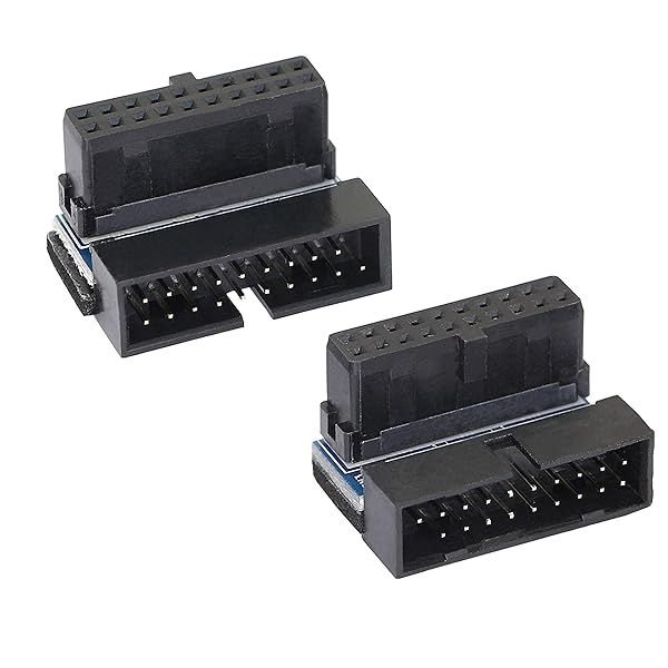 Buy GELRHONR Right Angled USB 3.0 20-Pin Male to Female Extension Adapter - 90 Degree for Desktop Motherboard (2PCS)