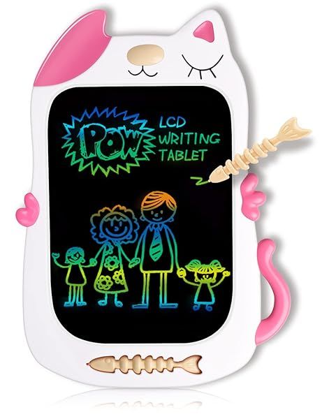 GJZZ Doodle Board Toys for Kids: LCD Writing Tablet & Scribble Board - Perfect Birthday Gift for 3-7 Year Olds (Pink & White)