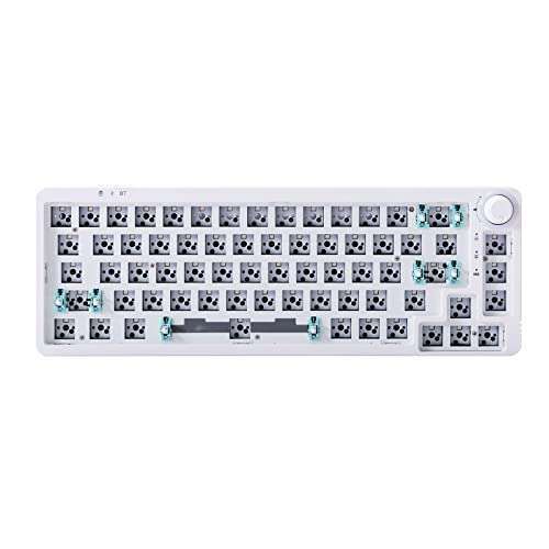 GK GAMAKAY LK67: 65% RGB Modular DIY Mechanical Keyboard - Hot Swappable, Triple Mode, Customizable Kit (White)