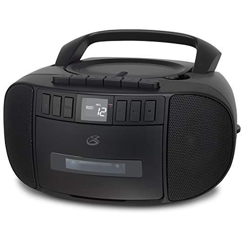 GPX BCA209B Portable AM/FM Boombox: CD & Cassette Player in Sleek Black - Perfect for Music Lovers!