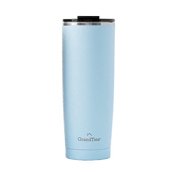 GRANDTIES 20oz Insulated Coffee Tumbler | Leak Proof, Double Walled Stainless Steel Mug for Hot & Cold Drinks - Glacier Lake Design