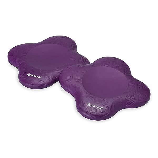 Gaiam Yoga Knee Pads Set of 2 - Cushioned Support for Knees & Elbows | Ideal for Fitness, Travel, Meditation & Pilates - Purple