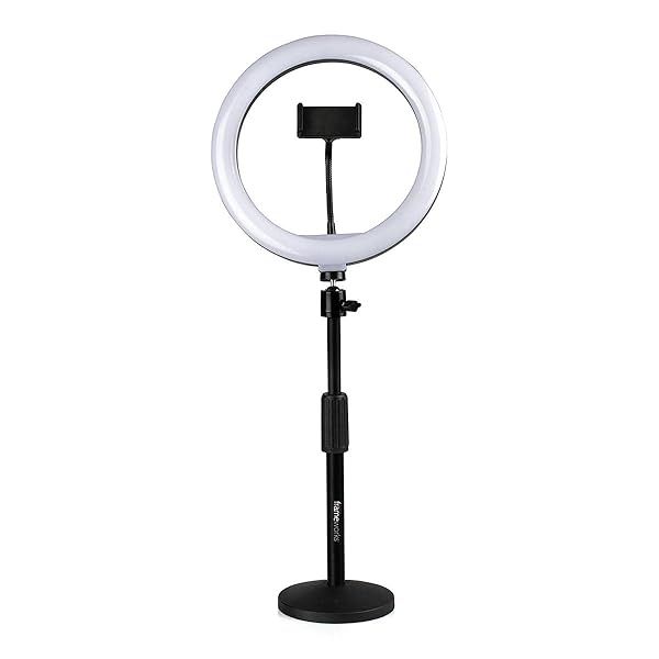 Gator Frameworks 10-Inch LED Ring Light Stand with Phone Holder & Weighted Base - Perfect for Streaming & Photography