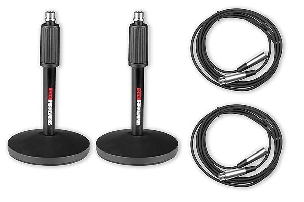 Buy Gator Frameworks Desktop Mic Stands (2-Pack) with 10-ft XLR Cables - GFW-MIC-DESKTOP-2PK