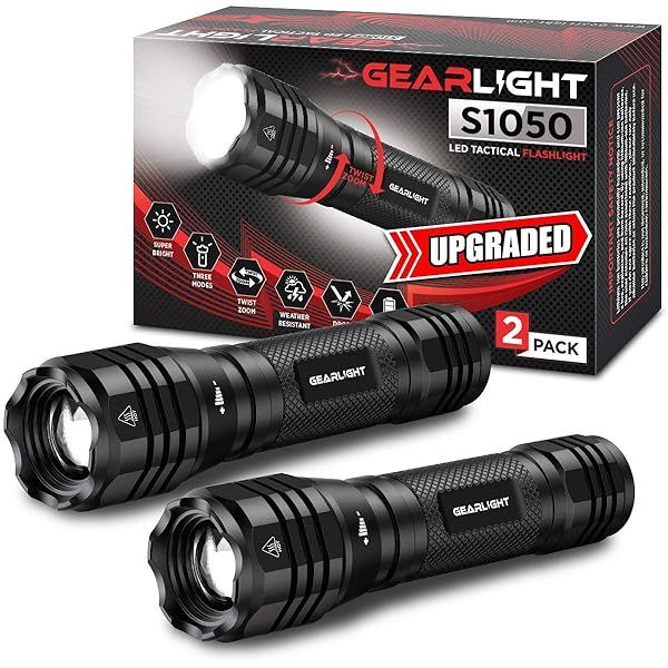 GearLight S1050 LED Flashlight: High Lumens, 3 Modes, Zoomable Beam for Camping, Hiking & Emergencies