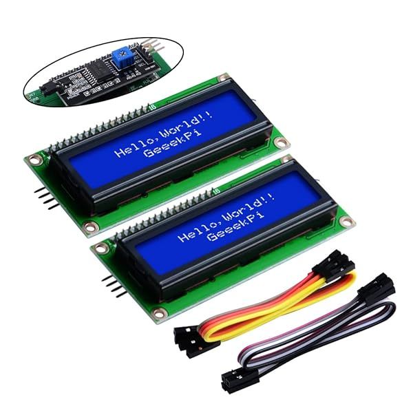 GeeekPi 2-Pack I2C 1602 LCD Display Module for Raspberry Pi & Arduino - Blue Backlight for DIY IoT Projects