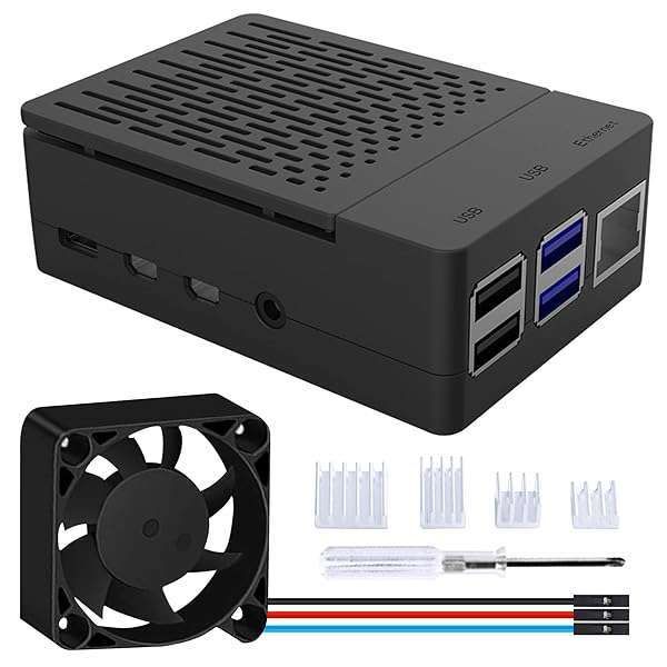 GeeekPi Raspberry Pi 4 Case with PWM Cooling Fan & Heatsinks - Black ABS for Optimal Performance