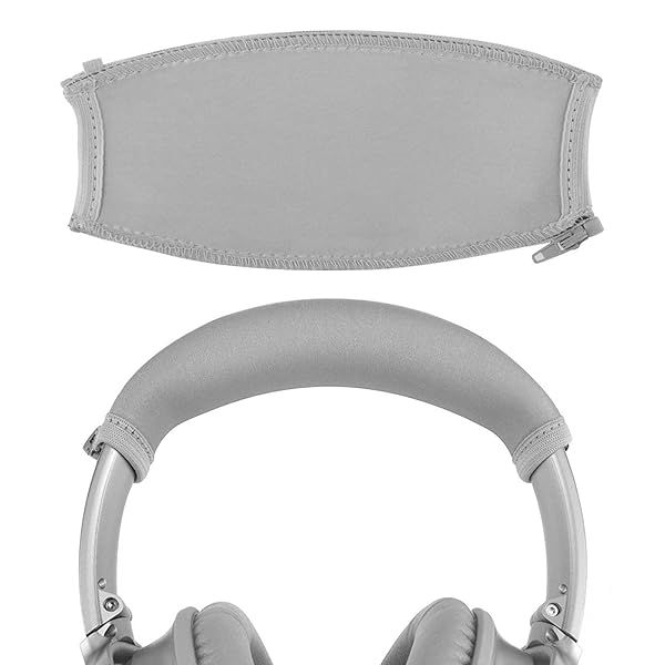 Geekria Flex Fabric Headband Cover for Bose QC45 & QC35 II - Easy DIY Replacement Cushion Pad Protector (Silver)