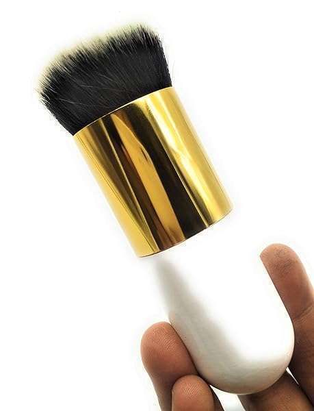 Premium White & Golden Makeup Blush Brush - Perfect for Flawless Face Powder Application