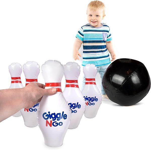 Giggle N Go Toddler Mini Bowling Set: Safe & Fun Inflatable Game for Kids 3+ | Easy 2-Minute Setup!