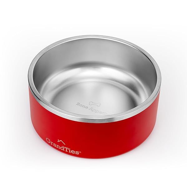 GrandTies 64oz Stainless Steel Dog Bowl - Engraved, BPA-Free, Non-Skid & Insulated for Outdoor Use | Heavy Duty Pet Water Bowl