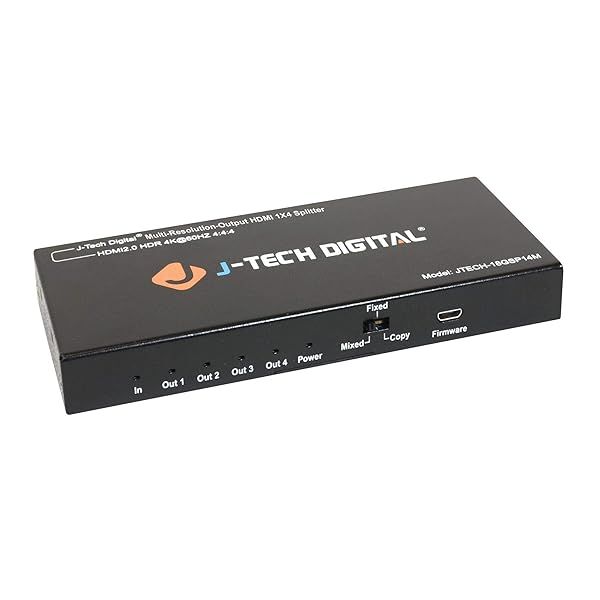 J-Tech Digital HDMI Splitter 1x4 - 4K 60Hz Multi-Resolution for Multiple Monitors, HDR & Dolby Vision Compatible