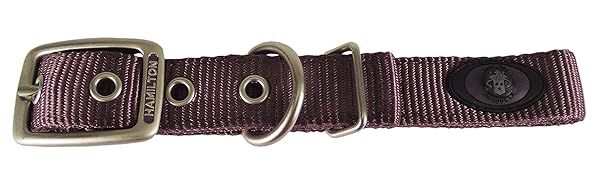Shop Hamilton Double Thick Nylon Dog Collar - 1-Inch x 24-Inch, Plum with Brushed Hardware Finish